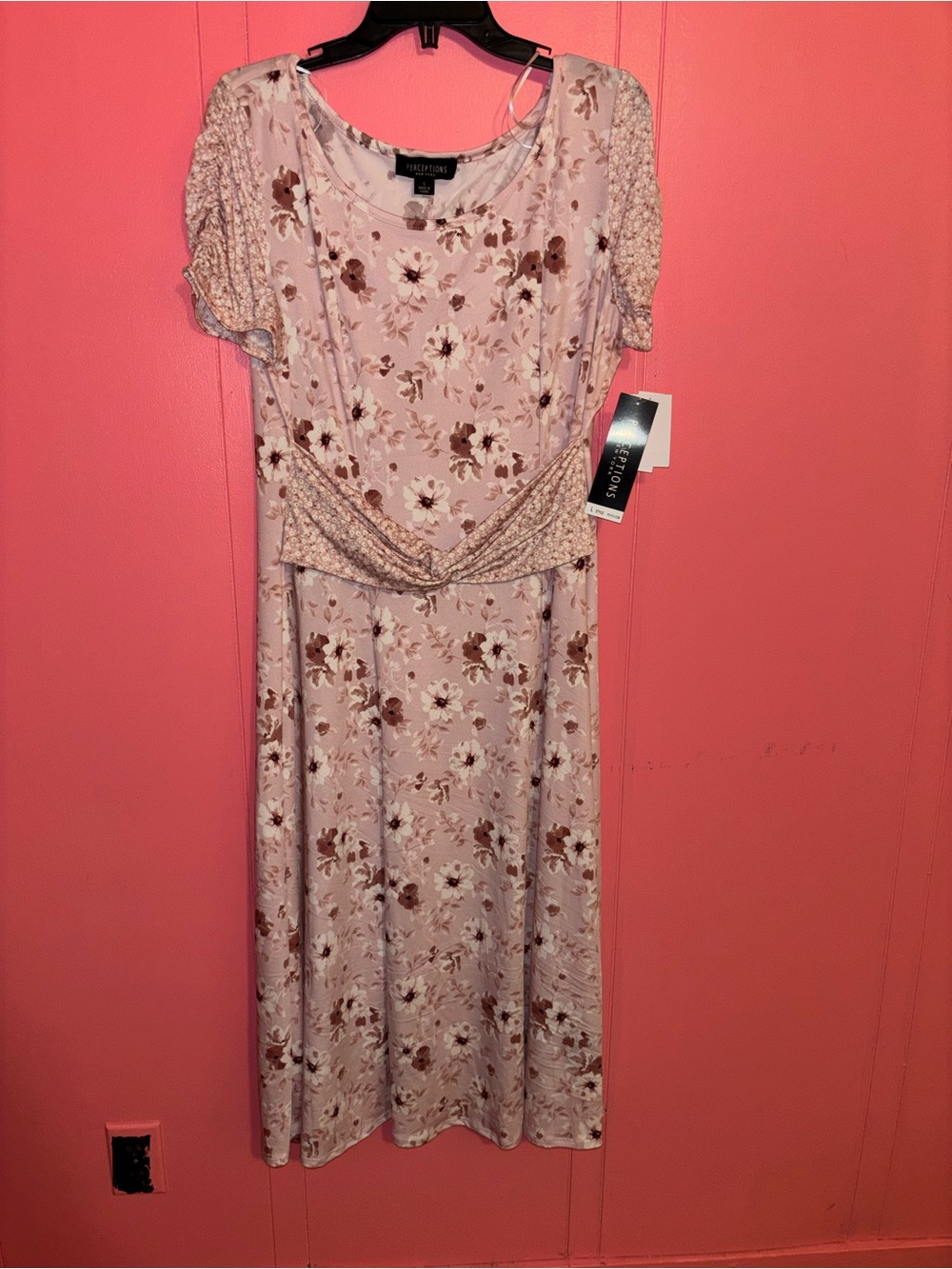Perceptions New York pink floral dress size Large